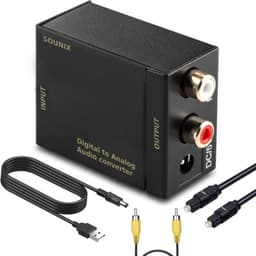 Sounix Digitaal naar Analoog audioconverter - 192 kHz Audio Adapter voor Toslink naar RCA R/L - met Optische Kabel en Voedings Kabel - zwart — thumbnail 1