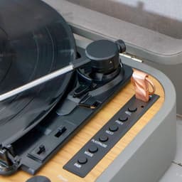 Classic Phono Retro Platenspeler - Vinyl Koffer met Bluetooth - Auto-stop - TT-116GY - Grijs — thumbnail 5