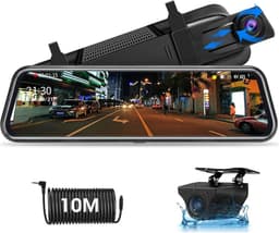 12" IPS Full Touch Screen Achteruitkijkspiegelcamera - 2160P HD Dual Lens Slimme Achteruitkijkspiegel voor Auto's en Vrachtwagens - HDR Stream Media met Nachtzicht - Gratis 32GB TF-kaart — thumbnail 1