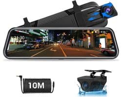 12" IPS Full Touch Screen Achteruitkijkspiegelcamera - 2160P HD Dual Lens Slimme Achteruitkijkspiegel voor Auto's en Vrachtwagens - HDR Stream Media met Nachtzicht - Gratis 32GB TF-kaart