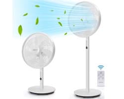 Aigostar Statiefventilator Sedate - Staande ventilator-Afstandsbediening-Timer- Stille Werking -3 snelheden- In hoogte verstelbaar - 7 bladen - 45W - Wit