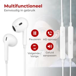 Nuvance Oortjes met Draad - 3.5mm Jack Aansluiting - Oordopjes met Draad - In-Ear Oortjes met Draad en Microfoon - Wit — thumbnail 3