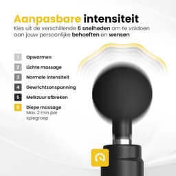 Revolt - Mini Massage Gun - Inclusief 4 Opzetstukken - Inclusief Adapter - 6 Snelheidsstanden - Spierherstel & Spierontspanning - Massage Pistool - Massage Apparaat Professioneel — thumbnail 3