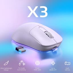 ATTACK SHARK Draadloze Gaming Muis - Wired/2.4G/BT5.4 - Lichtgewicht 49G - PAW3395 - 26000DPI - Lavender — thumbnail 2