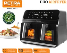 Luxe Dubbele Airfryer – Duo Heteluchtfriteuse – 2 Onafhankelijke Kookzones – 10 Kookprogramma’s – 7,6L Capaciteit – Modern Design – 1700W – Zwart — thumbnail 2