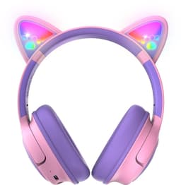 PowerLocus Bobo - Draadloze Koptelefoon voor Kinderen - Bluetooth koptelefoon - 74/85/94dB Volumebegrenzing - Katten Oortjes - Led Verlichting - Paars/Roze — thumbnail 2
