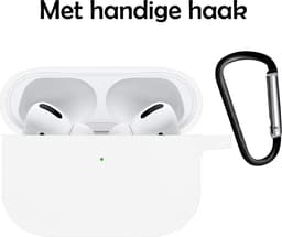 Hoesje Geschikt voor Apple AirPods Pro 2 - Siliconen Hoes met Clip - Silicone Case Cover - Wit — thumbnail 2