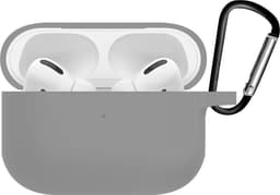 Case - Geschikt voor Apple AirPods Pro 2 - Siliconen Hoes met Clip - Silicone Hoesje Cover - Grijs — thumbnail 3
