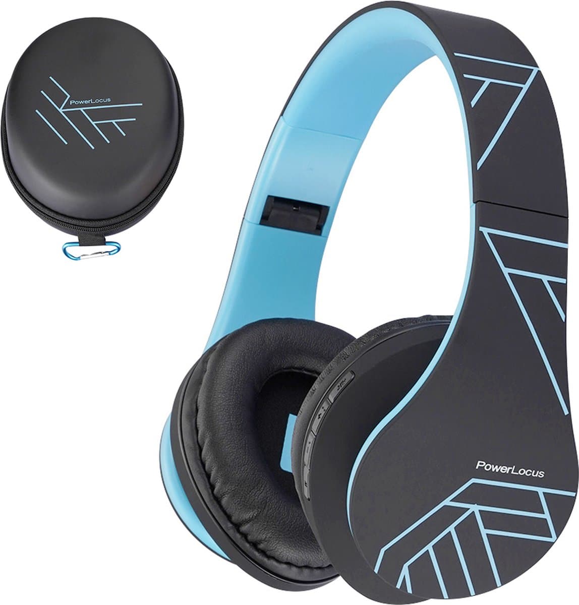 PowerLocus P2 Draadloze Over Ear Koptelefoon - Bluetooth 5.0 - Deep Bass - 20 Uur Speeltijd - Opbergtas - [Upgrade Zwart/Blauw] — afbeelding 1