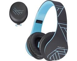 PowerLocus P2 Draadloze Over Ear Koptelefoon - Bluetooth 5.0 - Deep Bass - 20 Uur Speeltijd - Opbergtas - [Upgrade Zwart/Blauw]