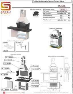 Sarom Fuoco - Betonnen barbecue - ULISSE- Houtskool -170 x 64 x 232 cm — thumbnail 2