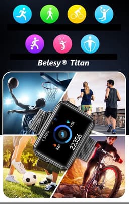 Belesy® TITAN - Smartwatch Dames - Smartwatch Heren - Horloge - Muziek luisteren - IN EAR’s - Stappenteller - 1.3 inch - Kleurenscherm - Full Touch - Milanees - Staal - Zilver - Moederdag — thumbnail 5