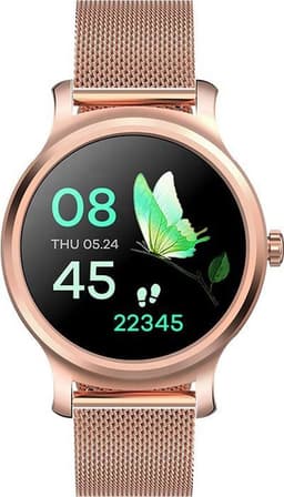 Belesy® SMART - Smartwatch Dames - Smartwatch Heren - Horloge - Stappenteller - 1.3 inch - Kleurenscherm - Full Touch - Bluetooth Bellen - Roségoud - Staal - Moederdag — thumbnail 1
