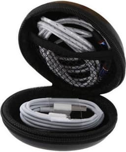 Oortjes opberg hoesje - Case - Etui - Organizer - Voor oordopjes en laadkabels - USB - Rond - Blauw — thumbnail 2