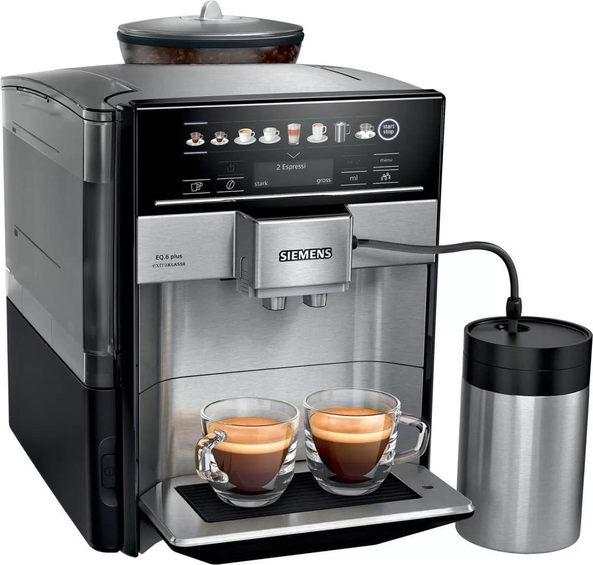 Siemens EQ6 Plus ExtraKlasse TE657F03DE - Volautomatische espressomachine - Inclusief RVS melkbeker - RVS — afbeelding 1