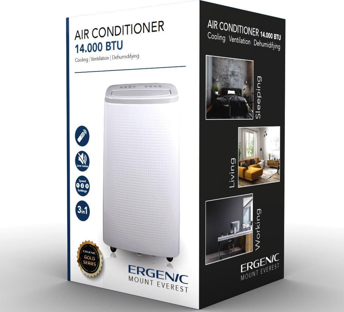 Ergenic - Airco - Mount Everest - 14.000BTU - Koelen - Ontvochtigen - Airconditioner - Wit — afbeelding 1