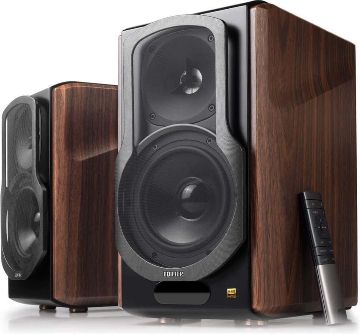Edifier S2000MKIII bluetooth 5.0 met aptx boekenplank speakers - Walnoot — afbeelding 1