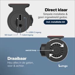 Lumgo Dashcam Voor Auto – Full HD – 150° Groothoeklens – 64GB SD Kaart Inbegrepen – Nachtzicht – App (Wi-Fi) – G-Sensor – Compact Design — thumbnail 5