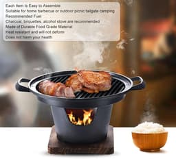 Portable Table Grill - Mini BBQ Grill - Non-Smoking Japanese Table Grill - Kleine Grillpan - Koreaanse Familiegrill met Antiaanbak Kookoppervlakken voor Buiten - Kamperen - BBQ — thumbnail 4
