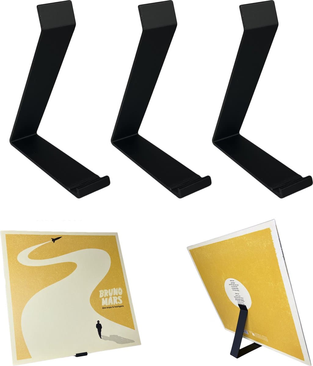 LP Standaard - 3 Stuks - Zwart - Platenhouder - Vinyl rek - LP Display — afbeelding 1