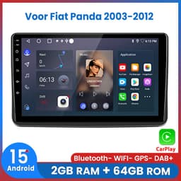 Awesafe Autoradio - Geschikt Voor Fiat Panda 2003 t/m 2012 - RAM 2GB + ROM 64GB - Draadloos Apple Carplay & Android auto - GPS Navigatie Bluetooth WIFI - 2003 2004 2005 2006 2007 2008 2009 2010 2011 — thumbnail 1