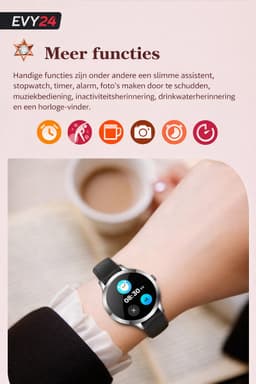 Evy24 Smartwatch Dames 35mm - AMOLED Horloge - Stappenteller - Slaapmonitor - Saturatiemeter - Bluetooth Bellen - Geschikt voor Android & iOS - Rosé — thumbnail 3