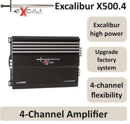 Excalibur X500.4 - Autoversterker - 4-Kanaals - 2000W Piek / 4 x 50W RMS - 4Ω - 150mV–8V Input - Instelbare Crossover - MOSFET Voedingsmodule — thumbnail 5