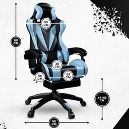 Bayt Gamestoel - Gaming chair - Gamingstoel - Comfort gamer stoel - Zwart en Lichtblauw — thumbnail 3