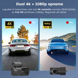 Dashcam - Incl. GPS functie - Voor en achter camera - met 64GB SD - 4K Full HD - Dashcam voor Auto - Zwart - Faas — thumbnail 4