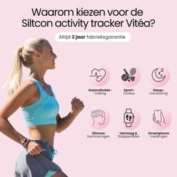 Siltcon® Vitéa Stappenteller Horloge - Activity Tracker - Hartslagmeter – Bloeddrukmeter - Slaapmonitor - Saturatiemeter – Sporthorloge – Smartwatch Dames, Heren & Kinderen - Geschikt voor iOS/Android - RVS - Elke pols - Incl. 2 Bandjes — thumbnail 2