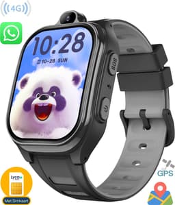 ISHIVA® PRO Smartwatch Kinderen - Kinder Smartwatch - GPS Horloge Kind (4G GPS) - Geschikt voor SIMkaart - met HD-camera & Videobellen - 800 mAh Long Battery - IPX7 Waterdicht - SOS Knop - School Mode - Voor iOS & Android - GPS Tracker - Zwart — thumbnail 1