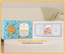 Frummel Fotolijst Baby (33 x 18 cm) - Klei Afdruk (Gipsafdruk baby) - Beter dan gips afdruk - Hand Voet Afdruk - Kraamcadeau Meisje / Kraamcadeau Jongen — thumbnail 2