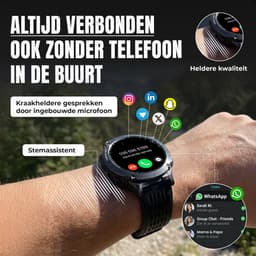 Siltcon® Vortex GPS Smartwatch Heren en Dames - Sport Horloge - Horloge Heren - Stappenteller - Hartslagmeter - Saturatiemeter - Belfunctie - 200+ Sportmodi - Kompas - Zaklamp - Waterdicht - AMOLED - Geschikt voor iOS/Android - 5 Bandjes — thumbnail 3