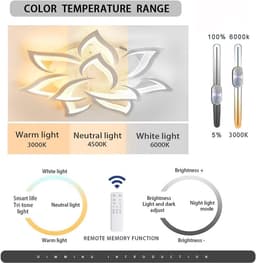 Dimbare LED Plafondlamp met Afstandsbediening - Creatief Bloemblad Ontwerp voor Woonkamer, Slaapkamer en Hal — thumbnail 2