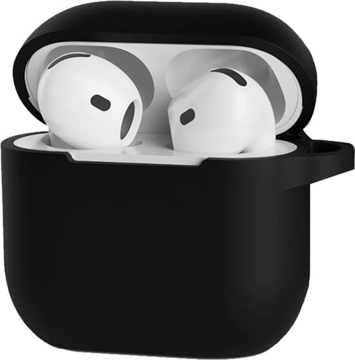 Bescherm je AirPods 4 met onze handige Siliconen Hoes - Geschikt voor Apple AirPods 4 - Met Clip Cover - Zwart — afbeelding 1