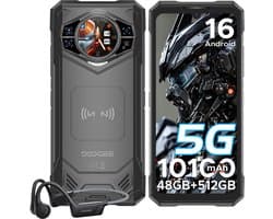 DOOGEE S200 X 5G VIP - Smartphone - Robuuste Smartphone - 48 GB RAM + 512 GB ROM / 2 TB TF - Android 16 - 10100 mAh / 33 W - 6,72 inch FHD+ 120 Hz-scherm - 100 megapixelcamera + 1,32 inch AMOLED - NFC- WiFi 6 - Gezichtsherkenning - GPS - Zwart