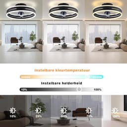 VIN® Plafondventilator Met Verlichting - Smart Lamp Met Afstandsbediening – Plafonniere Keuken Lamp Met 6 Ventilatiesnelheden - Woonkamerlamp – Plafond Ventilator Lamp Met Timer - Wit — thumbnail 4