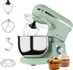 KitchenBrothers 1200W Keukenmachine - Keukenrobot - 5L - Mixer met Mengkom - BPA-vrij Keukenmixer - Pastelgroen — thumbnail 1