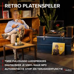 Platenspeler Bluetooth - LP speler met stereo speakers - Audizio RP335 - Retro - Houtlook — thumbnail 2