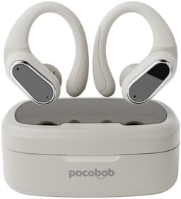 pocobob SP - draadloze sport oordopjes - Beige - hardloop oortjes met oorboog achter oor - bluetooth oordopjes hardlopen — thumbnail 1