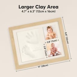 Babyhand- en voetafdrukset - sneldrogende klei babyvoetafdrukset, pasgeboren aandenken, kinderkamer fotolijst voor jongens, meisjes, gepersonaliseerde cadeaus voor douche en register (Zwart) — thumbnail 5