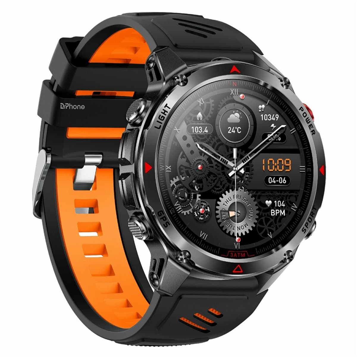 DrPhone ChronaX Titan GPS Smartwatch – Bluetooth Bellen – Waterdicht – Hartslag/Slaap/Bloedzuurstof metingen – 1.46' HD – Heren Dames - Led licht - Nederlands App + Horloge taal - Zwart — afbeelding 1