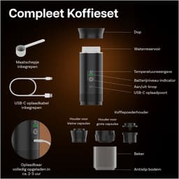 Draagbaar Koffiezetapparaat voor Onderweg van MMOBIEL - 12 Volt Portable Koffiemaker Camping- Oplaadbaar USB-C - Koffiecups & Gemalen Koffie Espresso - Lungo - Nespresso - Camping Gadget — thumbnail 4