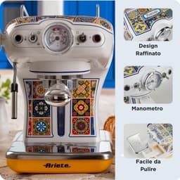 Ariete 1389 - Positano - Italiaans design - Espressomachine - 900W - 0,9L tank inhoud - ook geschikt voor pads — thumbnail 5