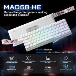 MADLIONS MAD 60 HE RGB - Gaming Keyboard (Toetsenbord) - 60% - 8KHz - 0.04mm Rapid Trigger - Magnetisch - RGB - PBT - 61 Toetsen - Side-Printed - Wit — thumbnail 3