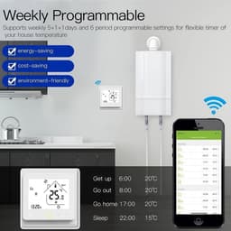 Programmeertbare Wi-Fi Thermostaat met Touchscreen voor Verwarming en Airconditioning - Afstandsbediening via Mobiele Telefoon, Compatibel met Alexa en Google Home — thumbnail 5
