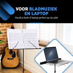 Finesse Muziekstandaard voor Bladmuziek - Opvouwbaar - met Draagtas - Lessenaar - voor Tablet -Zwart — thumbnail 3