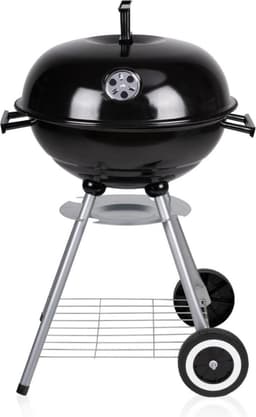 Kogel Barbecue - Houtskool Barbecue - BBQ - Barbecue op Wielen - Kookgerei - Grilrooster - Grillen - Egg BBQ - met Geïsoleerde Handvaten, Ontluchtingssysteem, As Opvangbak, Deksel en Opbergrooster - voor Vlees, Vis en Groente - Metaal - Zwart — thumbnail 5