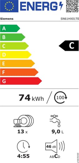 Siemens iQ100 SN61HX01TE vaatwasser Volledig ingebouwd 13 couverts — thumbnail 2