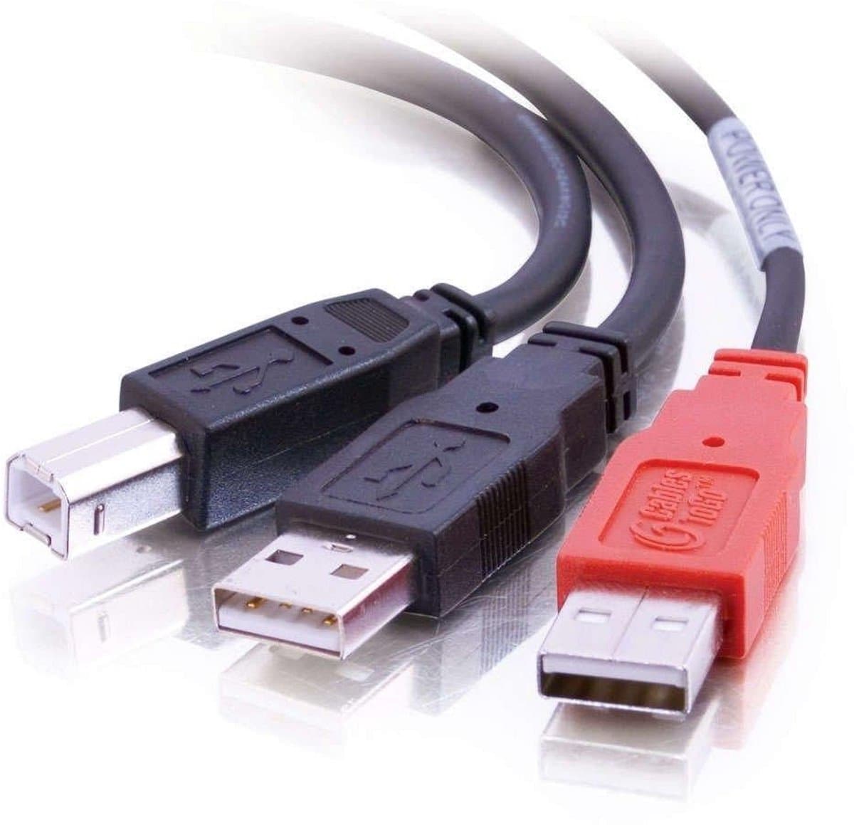 USB 2.0 Y-Kabel 2 Meter: USB-B naar 2x USB-A voor Extra Voeding Externe Schijf — afbeelding 1